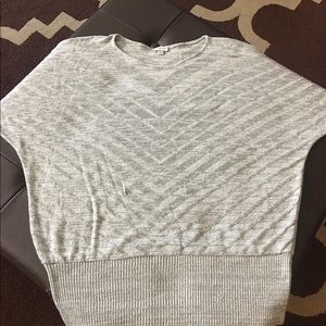 Avenue Gray Shimmer Banded Bottom Dolman Top